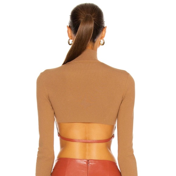 ZEYNEP ARCAY LEATHER STRAP CROPPED TURTLENECK, SZ IT/40 FR/36 US/2-4 - Picture 9 of 14